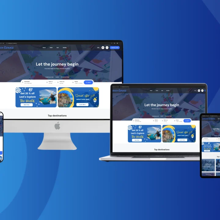 Estech Service was designed and developed to be a high-end tourism agency website that offers hotel bookings, travel packages, flight tickets, and car rentals with an automation rate reaching 70%. The project was executed from inception to final launch, including establishing the company in the United Kingdom and handling all necessary procedures.